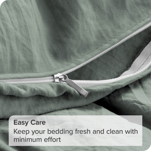 Bare Home Washed Duvet Cover and Sham Set - Premium 1800 Ultra-Soft Brushed Microfiber - Hypoallergenic, Stain Resistant - Queen, Slate