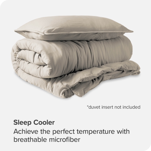 Bare Home Washed Duvet Cover and Sham Set - Premium 1800 Ultra-Soft Brushed Microfiber - Hypoallergenic, Stain Resistant - Twin/Twin XL, Fog