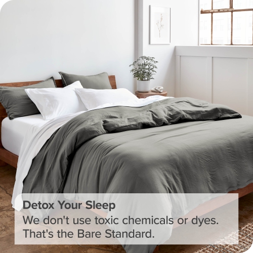 Bare Home Washed Duvet Cover and Sham Set - Premium 1800 Ultra-Soft Brushed Microfiber - Hypoallergenic, Stain Resistant - Twin/Twin XL, Frost Grey