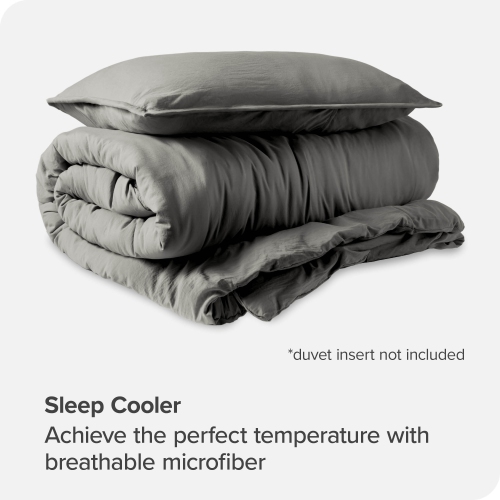 Bare Home Washed Duvet Cover and Sham Set - Premium 1800 Ultra-Soft Brushed Microfiber - Hypoallergenic, Stain Resistant - Twin/Twin XL, Frost Grey