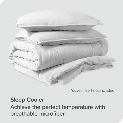 Bare Home Washed Duvet Cover and Sham Set - Premium 1800 Ultra-Soft Brushed Microfiber - Hypoallergenic, Stain Resistant - Oversized King, White