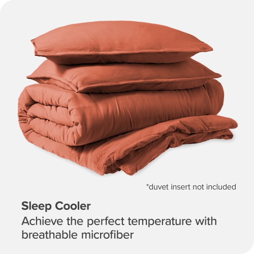 Bare Home Washed Duvet Cover and Sham Set - Premium 1800 Ultra-Soft Brushed Microfiber - Hypoallergenic, Stain Resistant - Queen, Dusty Rose