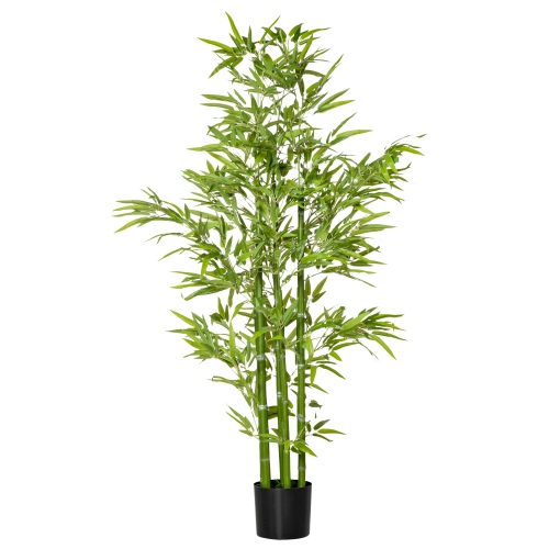 HOMCOM  5Ft Artificial Bamboo Tree In Pot, Indoor Fake Plants for Home Office Living Room Decor In Green