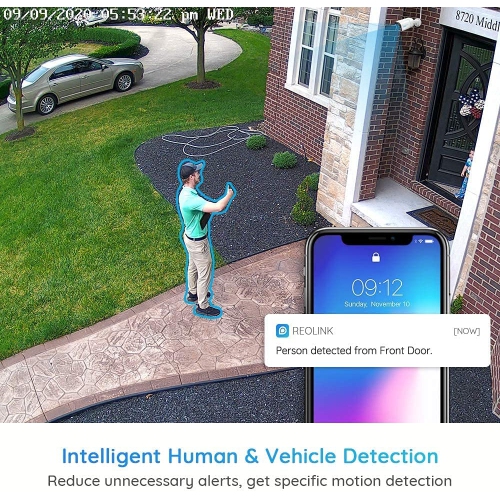 Reolink Smart Detection 4K PoE Security Camera System, 2TB HDD Built-in, Person/Vehicle Detection