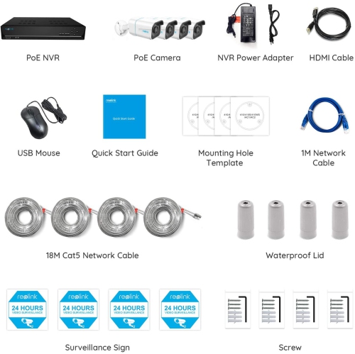 Reolink Smart Detection 4K PoE Security Camera System, 2TB HDD Built-in, Person/Vehicle Detection