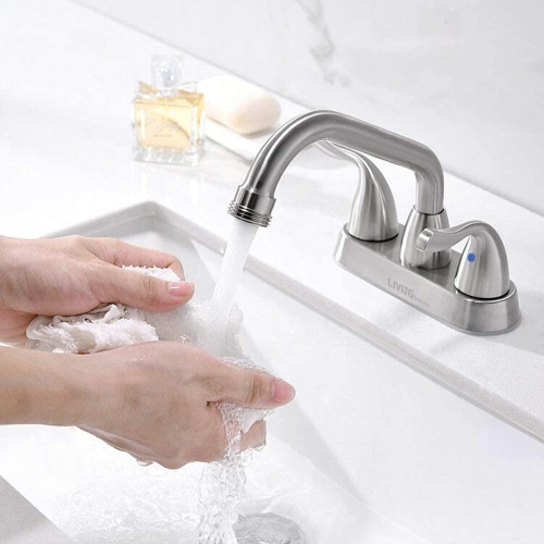 360° rotation Laundry Sink Faucet With Swing Spout and 2-Handles, Polished Chrome - LIVINGbasics