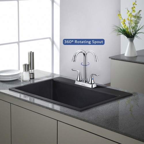 360° rotation Laundry Sink Faucet With Swing Spout and 2-Handles, Polished Chrome - LIVINGbasics