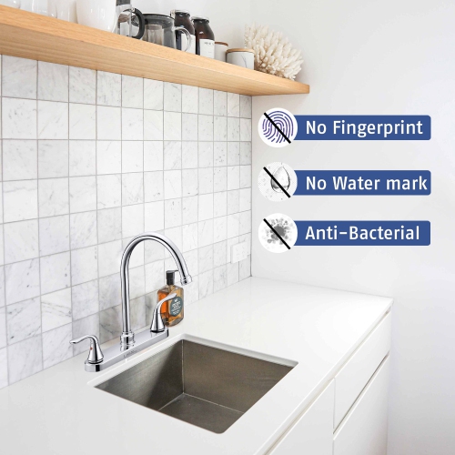 360° Rotation Bar Sink Faucet with Adjustable Water Temperature,High-Arc Spout and 2-Handles - Polished Chrome