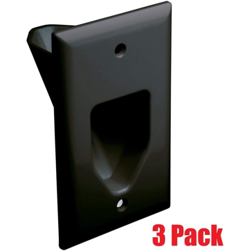 Datacomm 450001BK-3 1 Gang Recessed Low Voltage Plate, 3 Pack