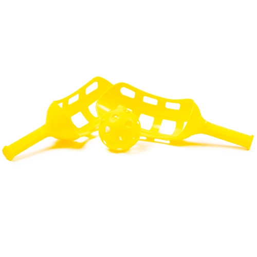 PRISP  Scoop Ball Game Set - 2 Curvy Catchers And 1 Ball Fling Toss Throw And Catch In Yellow