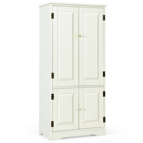 COSTWAY  Accent Floor Storage Cabinet W/ Adjustable Shelves Antique 2-Door