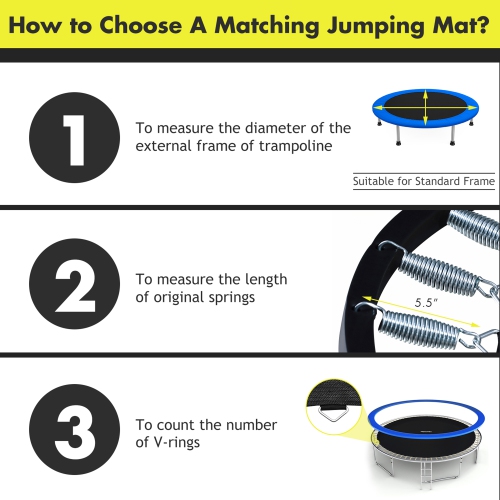 Gymax Replacement Trampoline Mat Jumping Mat Fits 12ft Frame w/ V-Hooks