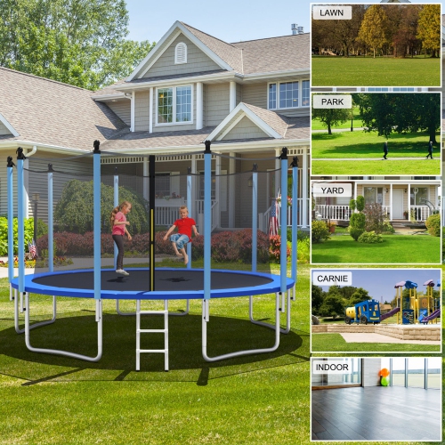 Gymax 15FT Jumping Exercise Recreational Bounce Trampoline W/Safety Net