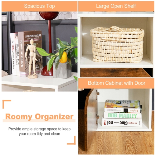 Gymax Set of 2 Nightstands Side End Table Storage Cabinet Shelf Living Room