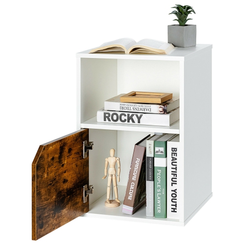 Gymax Set of 2 Nightstands Side End Table Storage Cabinet Shelf Living Room