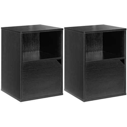 GYMAX  Set Of 2 Nightstands Side End Table Storage Cabinet Shelf Living Room