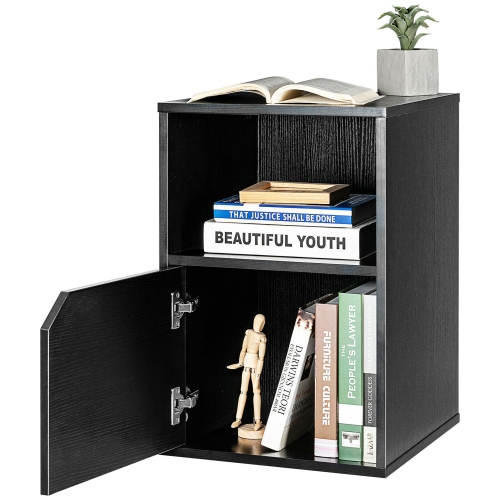 Gymax Set of 2 Nightstands Side End Table Storage Cabinet Shelf Living Room