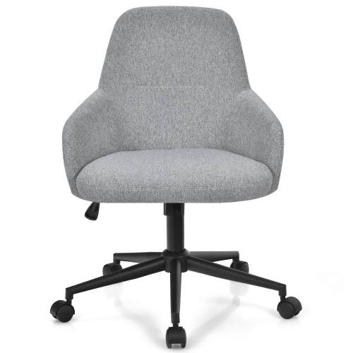 Gymax Linen Accent Office Chair Adjustable Rolling Swivel Task Chair w/Armrest