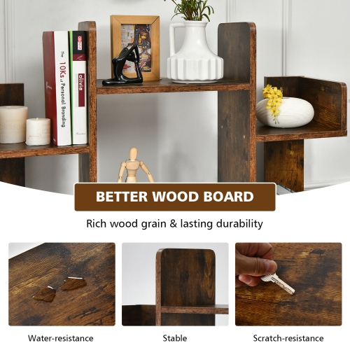 Gymax Bookshelf Tree-Shaped Bookcase w/13 Storage Shelf Rustic Industrial Style