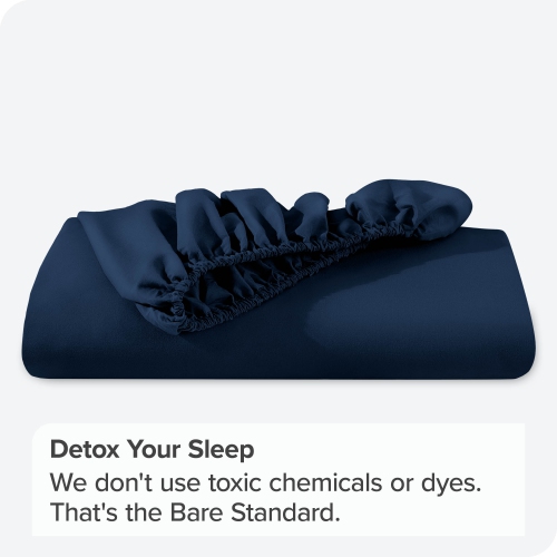 Bare Home Fitted Bottom Sheet - Premium 1800 Ultra-Soft Wrinkle Resistant Microfiber - Hypoallergenic - Extra Deep Pocket - Queen, Dark Blue