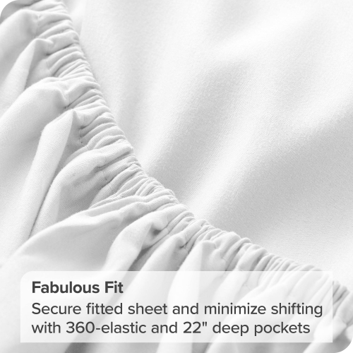 Bare Home Fitted Bottom Sheet - Premium 1800 Ultra-Soft Wrinkle Resistant Microfiber - Hypoallergenic - Extra Deep Pocket - Queen, White