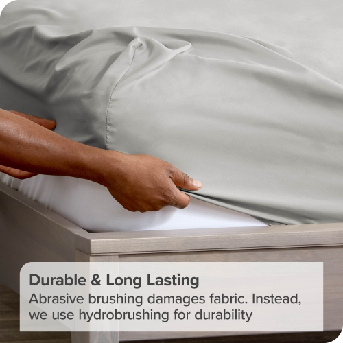 Bare Home Fitted Bottom Sheet - Premium 1800 Ultra-Soft Wrinkle Resistant Microfiber - Hypoallergenic - Extra Deep Pocket - Twin XL, Light Grey
