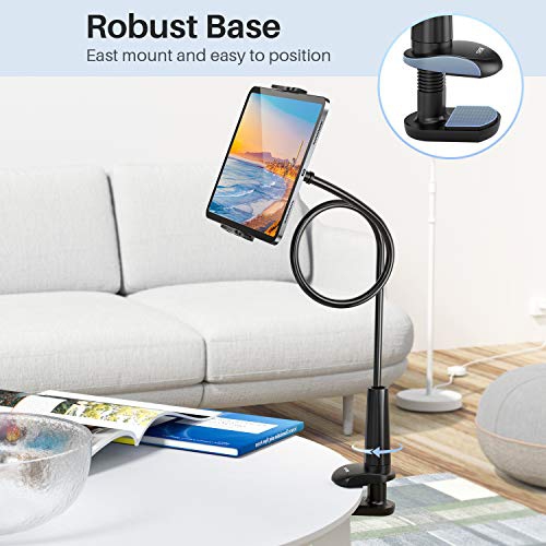 Gooseneck Tablet Holder Stand for Bed: Tryone Adjustable Flexible Arm Tablets Mount Clamp on Table Compatible with iPad Air