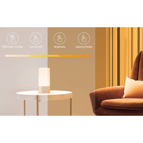 Table Lamp, Touch Sensor Bedside Lamp + Dimmable Warm White Light & Color Changing RGB