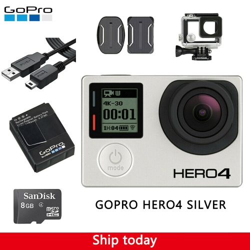 Refurbished (Good) - GoPro Hero 4 Silver Edition Camcorder Camera  Waterproof Case+Battery+USB Charger