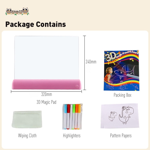 3D Magic Pad, Light Up Drawing Board - Pink-Requires 3 x AA batteries (not included)