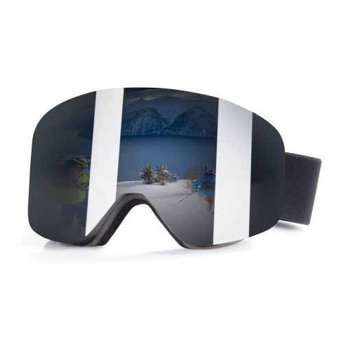 Lunettes de ski et snowboard magnétiques pour hommes, femmes et jeunes, protection UV et conception OTG, lentille sans cadre à bande noire, bande noi