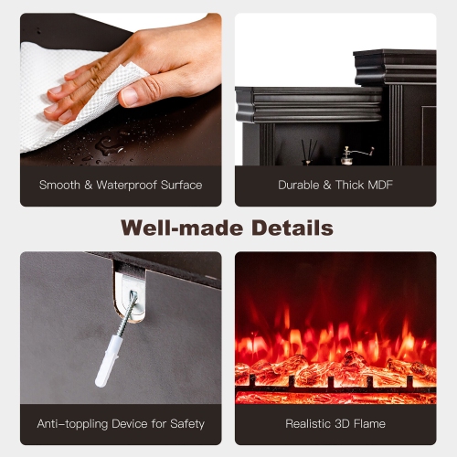 Gymax 70'' Fireplace TV Stand Media W/ 28.5'' 750W/1500W Electric Fireplace