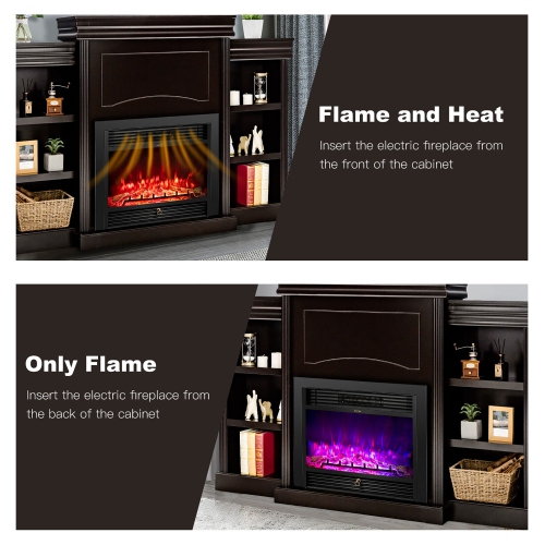 Gymax 70'' Fireplace TV Stand Media W/ 28.5'' 750W/1500W Electric Fireplace