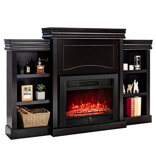 GYMAX  70" Fireplace Tv Stand Media W/ 28.5" 750W/1500W Electric Fireplace