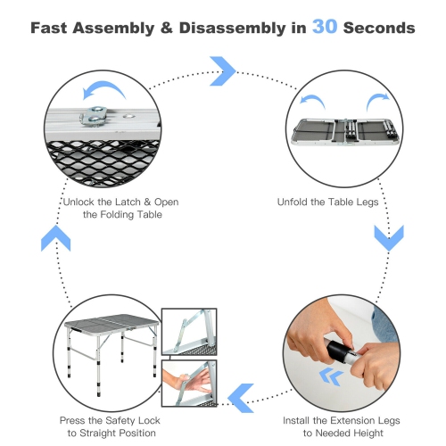 Gymax Folding Grill Table for Camping Lightweight Aluminum Metal Grill Stand Table