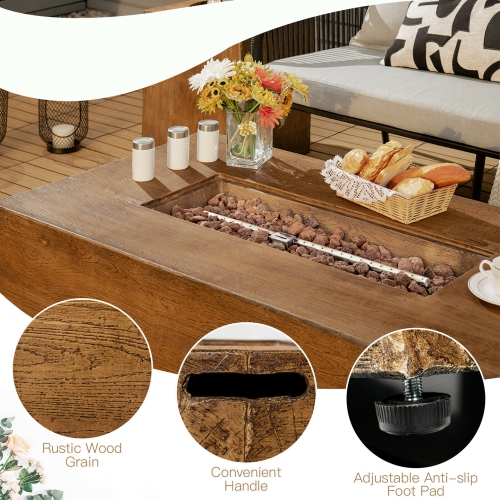 Gymax 48 x27-inch Outdoor Gas Fire Pit Table 50,000 BTU W/ Lava Rocks & Cover