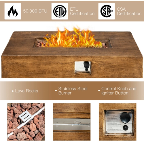 Gymax 48 x27-inch Outdoor Gas Fire Pit Table 50,000 BTU W/ Lava Rocks & Cover