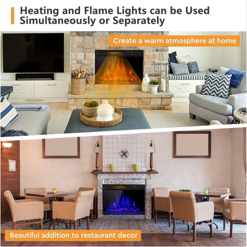 Cheminée électrique encastrable 71cm Gymax