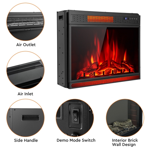 Cheminée électrique encastrable 71cm Gymax