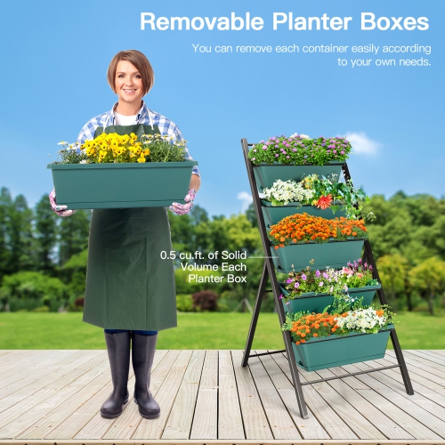 Gymax 2PCS 5-Tier Vertical Raised Garden Bed Elevated Planter 5 Container Box