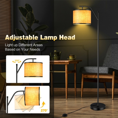 Gymax Standing Floor Lamp with Adjustable Lamp Head for Living Room & Bedroom