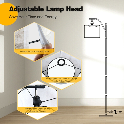 Gymax Standing Floor Lamp with Adjustable Lamp Head for Living Room & Bedroom