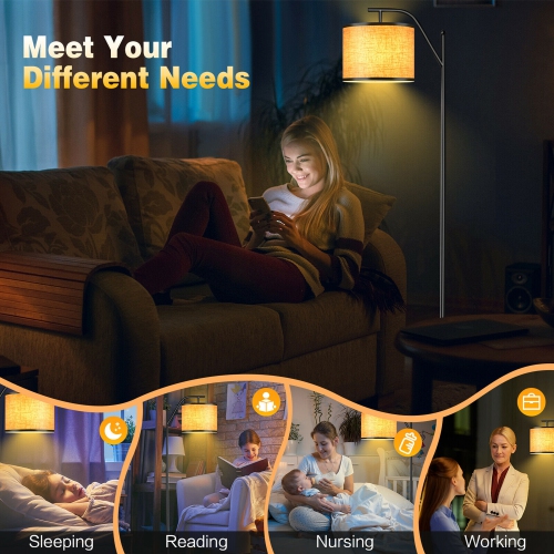 Gymax Standing Floor Lamp with Adjustable Lamp Head for Living Room & Bedroom