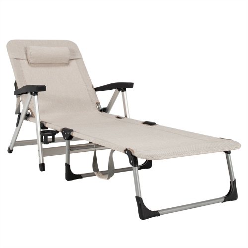 Gymax Beach Chaise Lounge Chair Patio Folding Recliner w/ 7 Adjustable Positions Best Buy Canada