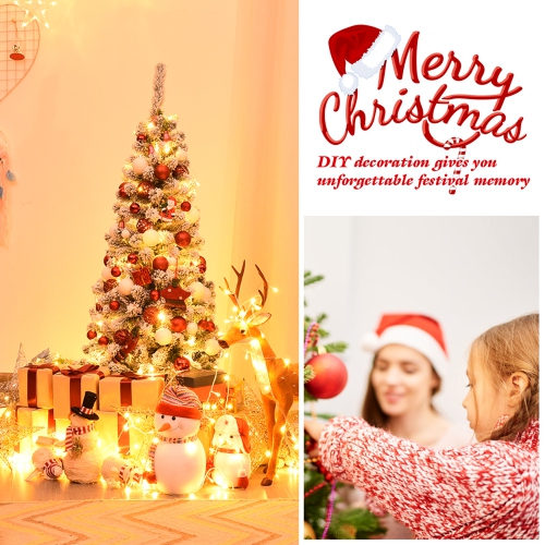 Gymax 4.5ft Pre-lit Pencil Snow Flocked Pencil Christmas Tree Holiday Decoration