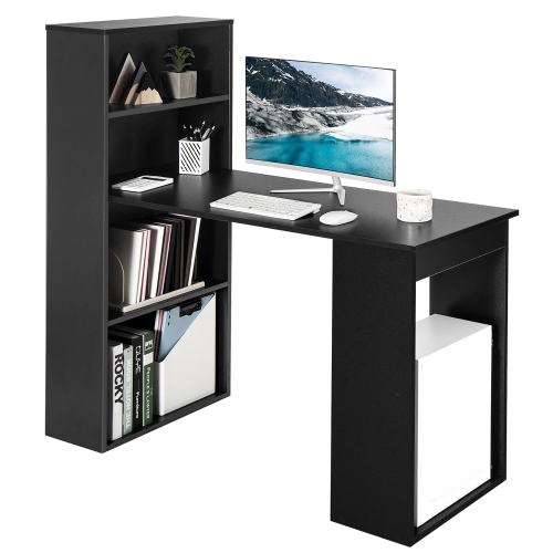 Costway Computer Desk Writing Workstation Office w/6-Tier Storage Shelves