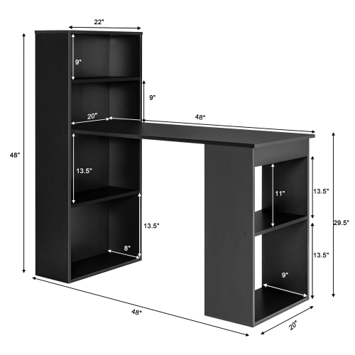 Costway Computer Desk Writing Workstation Office w/6-Tier Storage Shelves