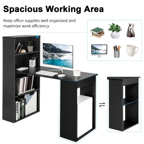 Costway Computer Desk Writing Workstation Office w/6-Tier Storage Shelves