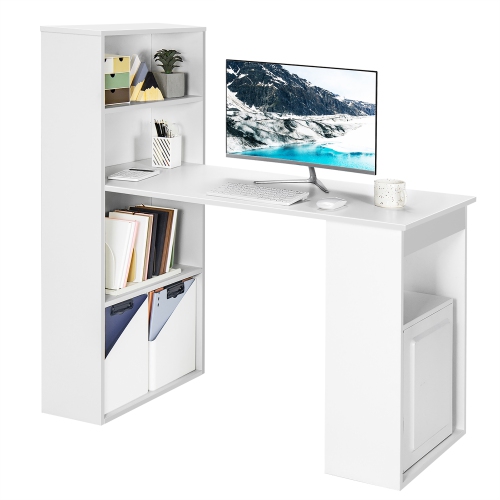 Costway Computer Desk Writing Workstation Office w/6-Tier Storage Shelves