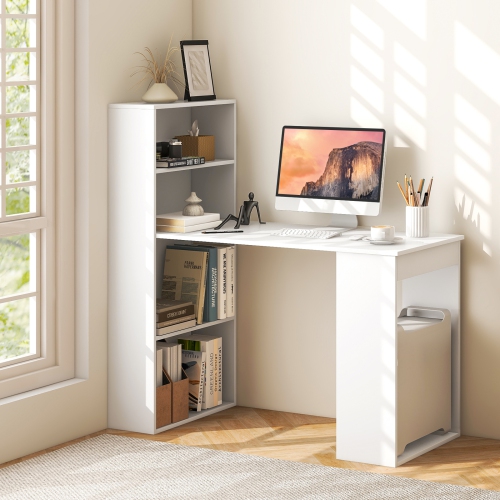 Costway Computer Desk Writing Workstation Office w/6-Tier Storage Shelves